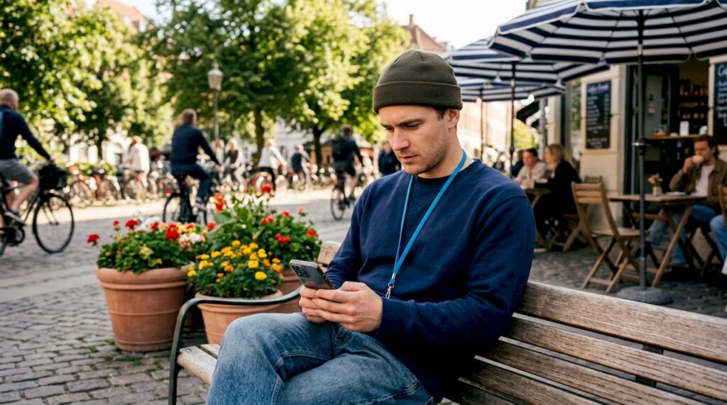 Man booking barbershop appointment on smartphone
