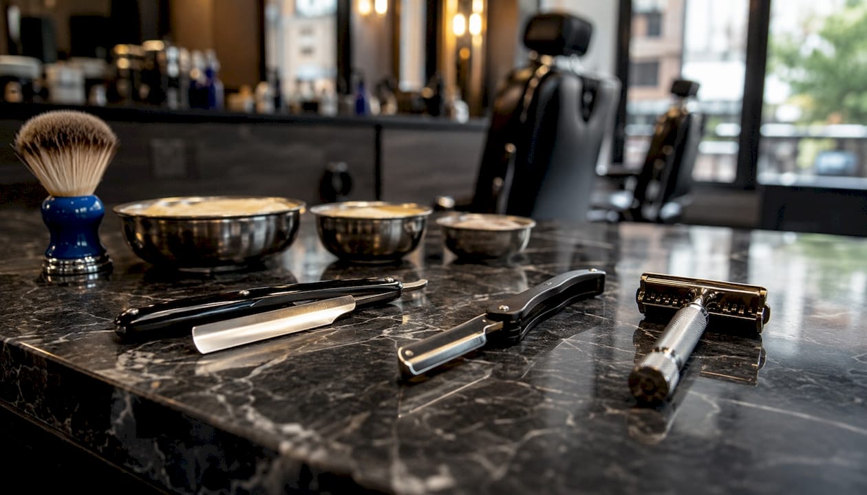Three shaving tools laid out for comparison
