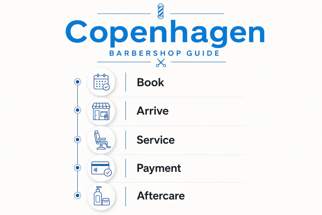 Infographic outlining Copenhagen barbershop visit steps