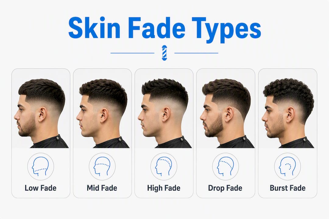 Infographic comparing skin fade types