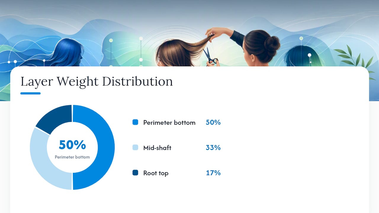 Diagram of haircut weight distribution and elevation technique