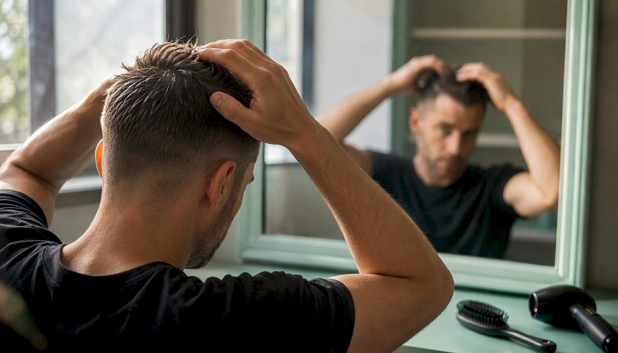 Hands applying clay to undercut hair top