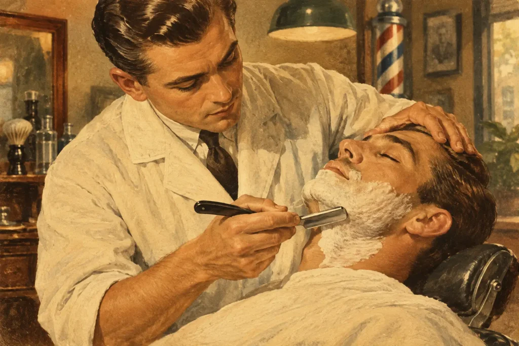 Barbering med barberkniv giver skarpe kanter