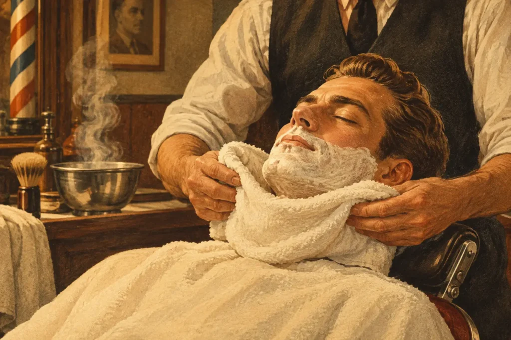 Klassisk vådbarbering med varmt håndklæde